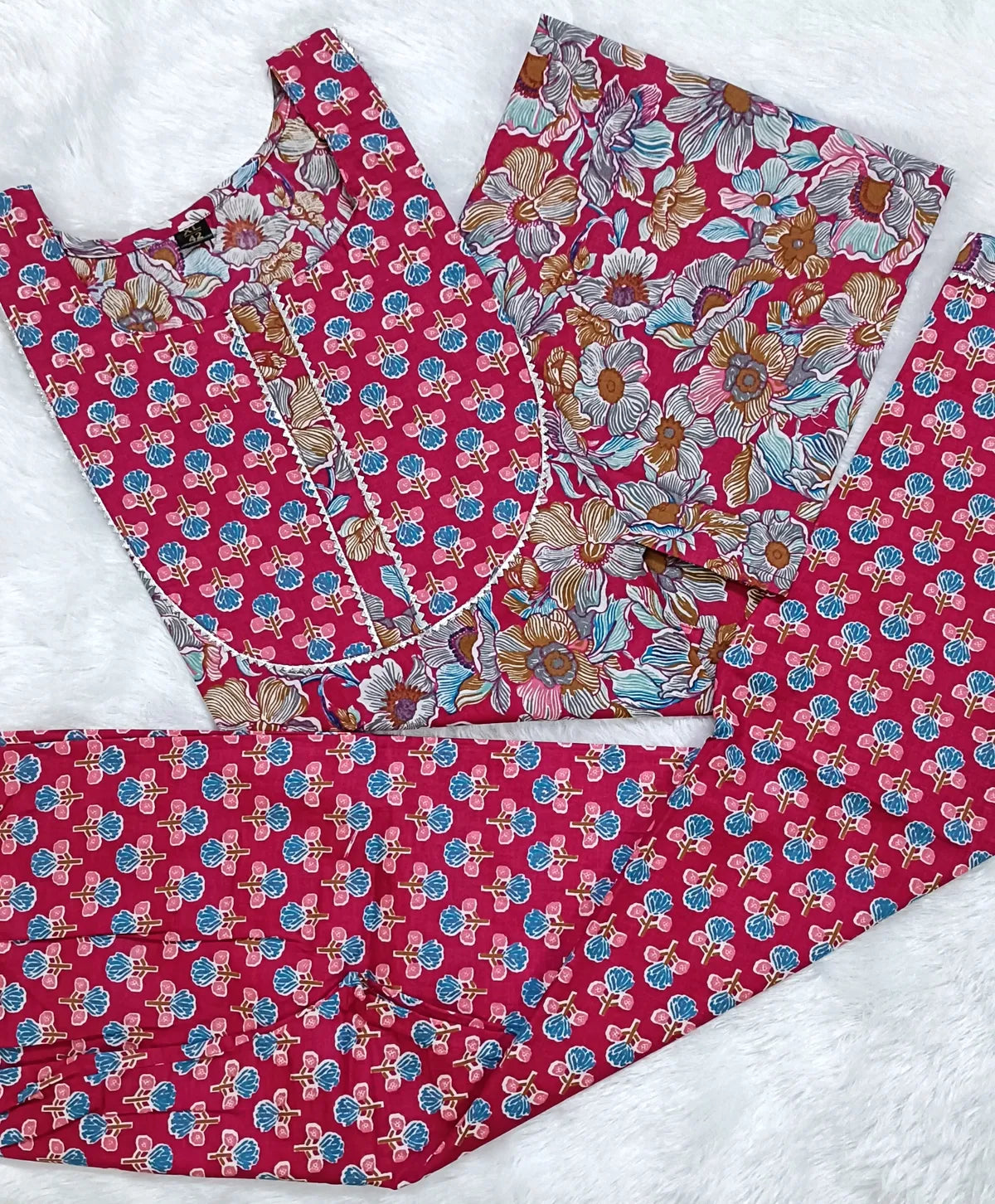 Women Printed Cotton Kurta Pant- Set