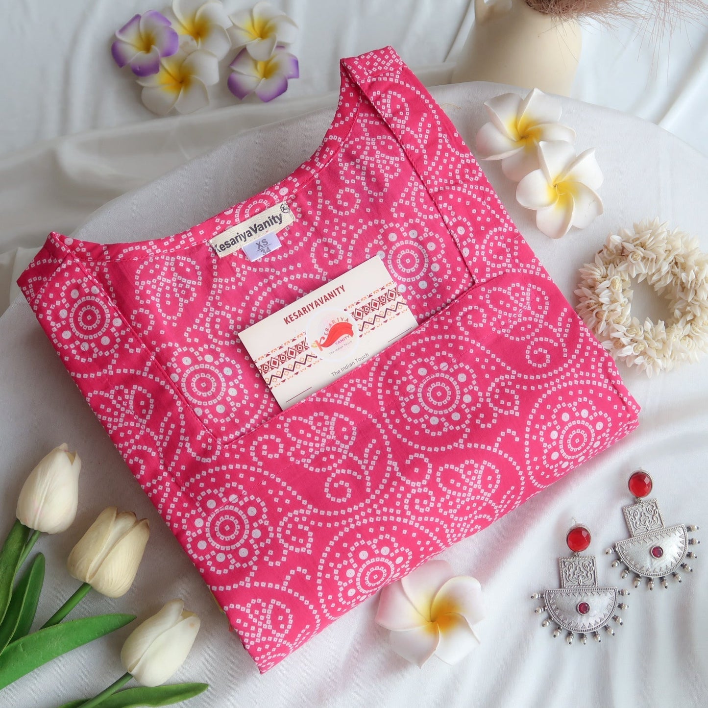 Berry Bandhani Kurta