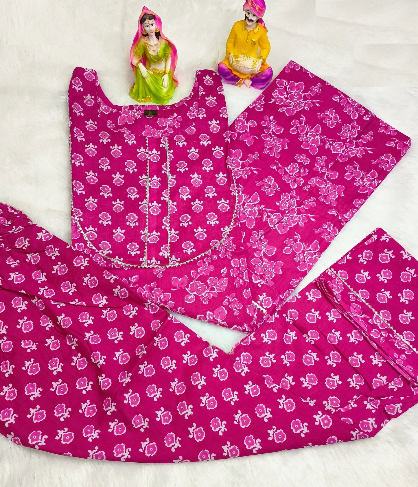 Pink Kurta Pure Cotton Pant- Set