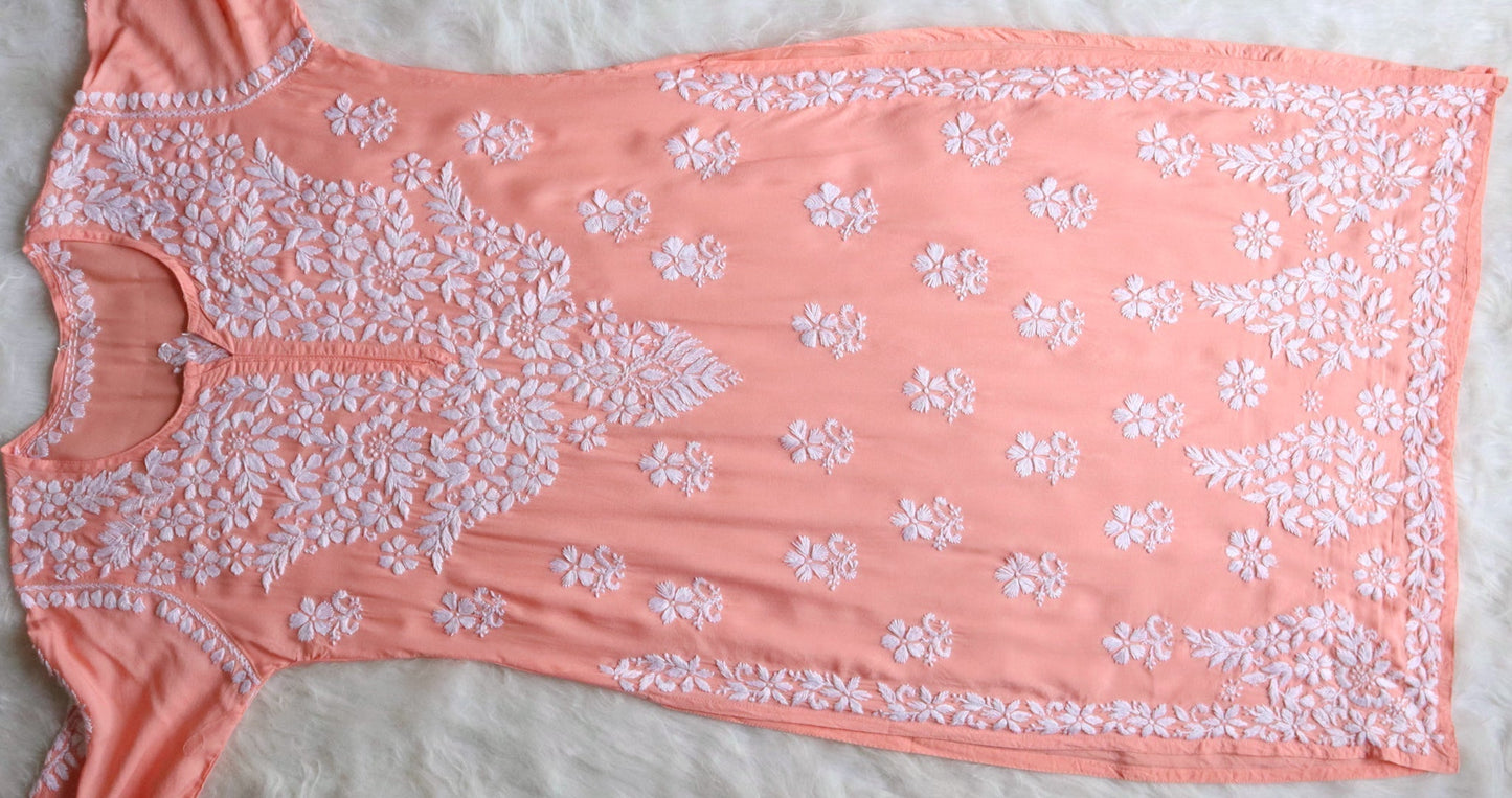 Naila Pastel Peach Long Modal Kurta