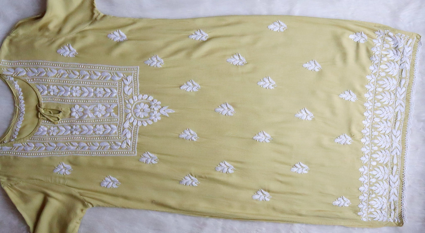 Alina Olive Green Long Rayon Kurta
