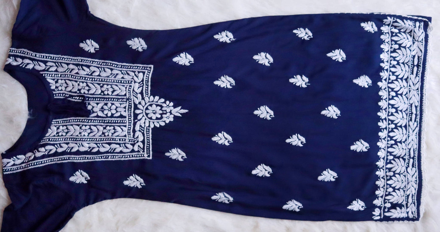 Alina Navy Blue Long Rayon Kurta