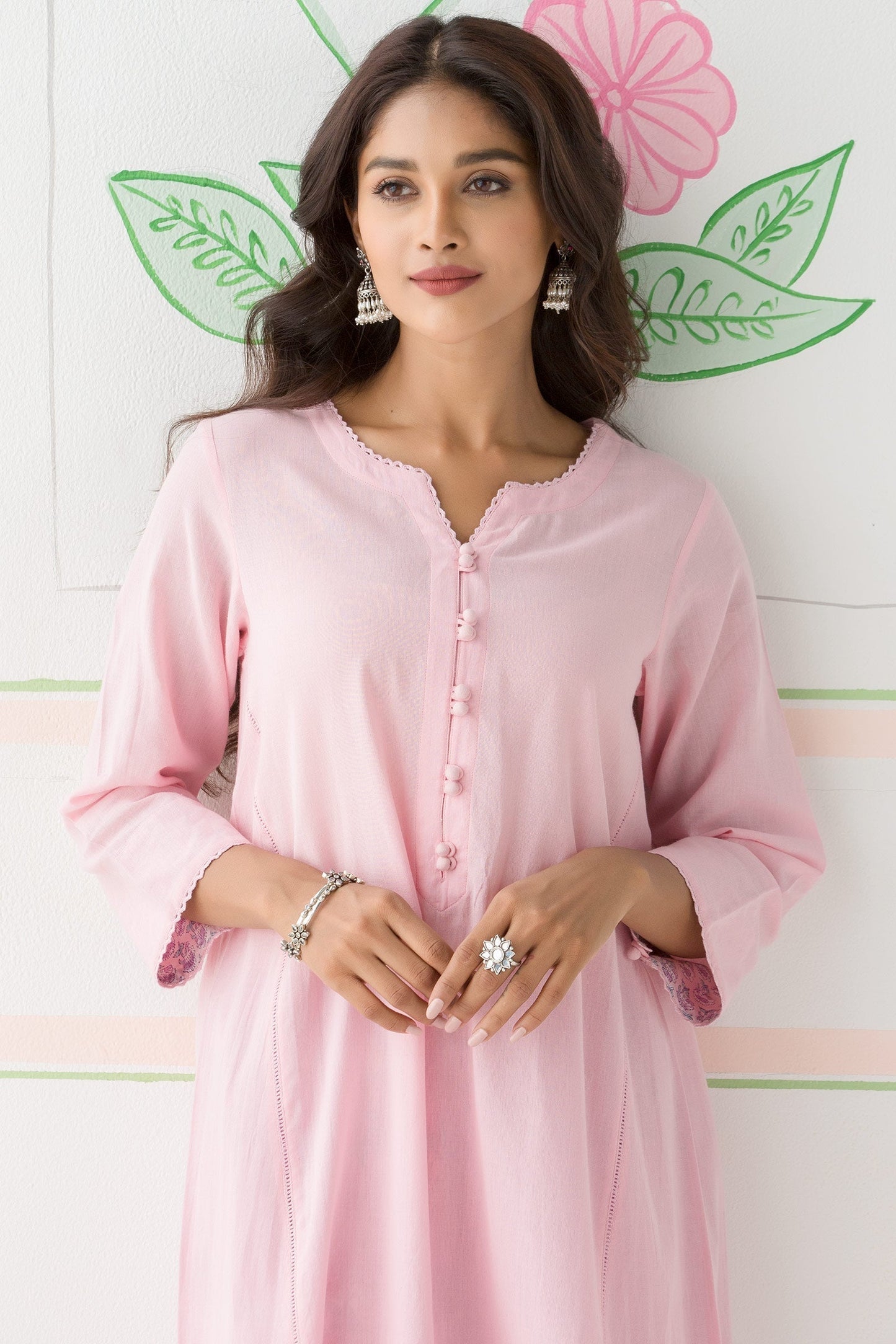Gulbarg Pink Handloom Kurta