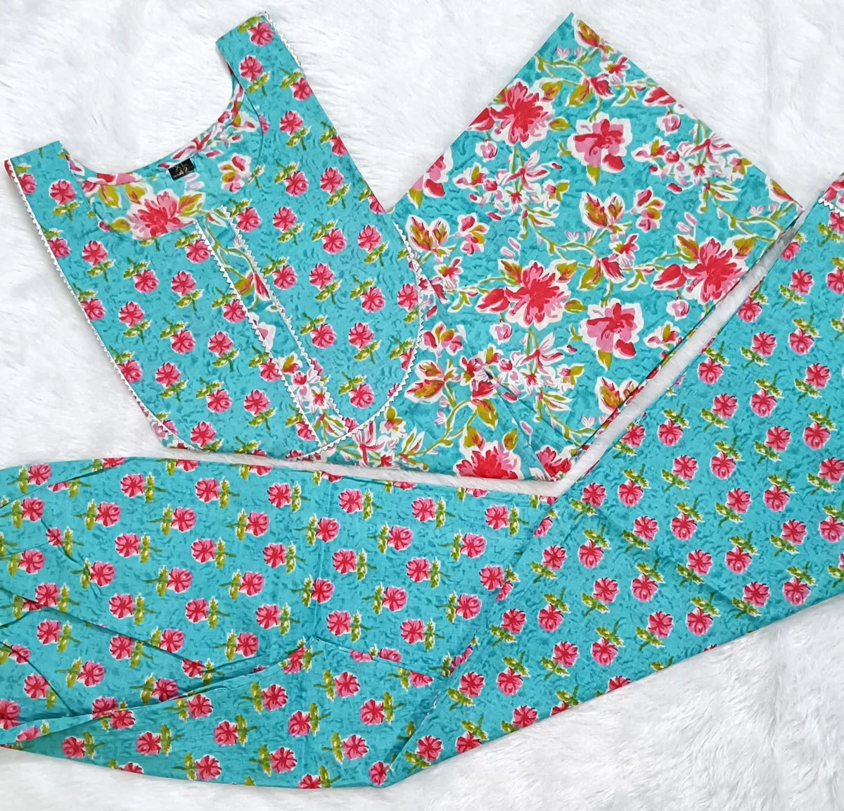 Women Printed Cotton Kurta Pant - Set