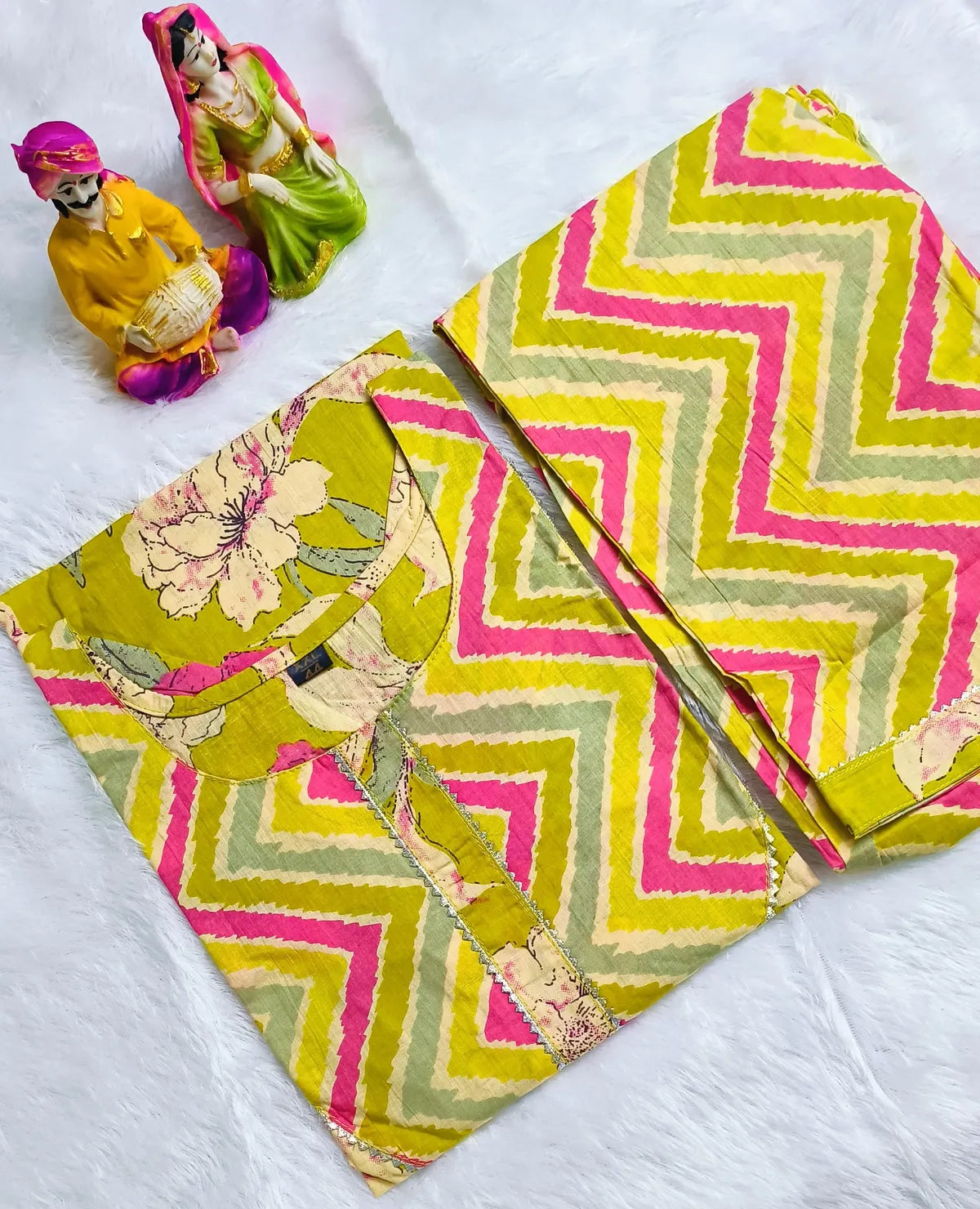 Women Pure Cotton Printed Kurta Pant -Set