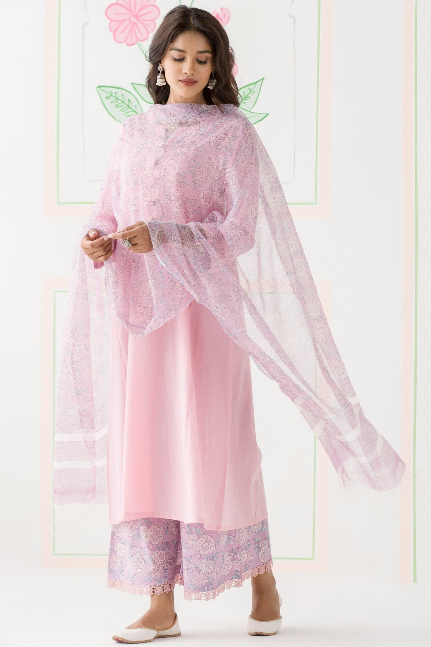 Gulbarg Pink Handloom Kurta