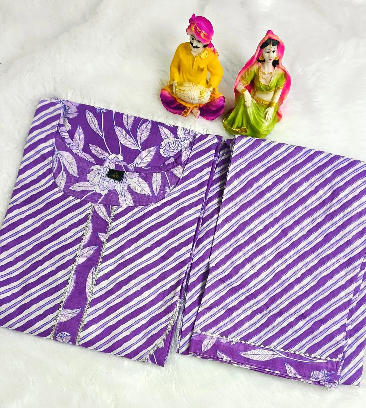 Women Purple Pure Cotton Kurta Pant- Set