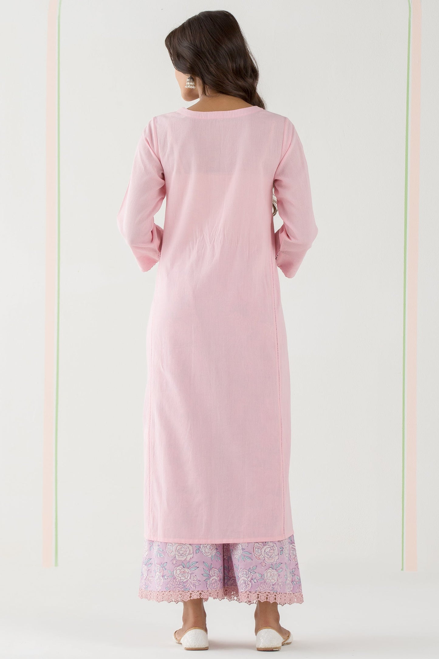 Gulbarg Pink Handloom Kurta