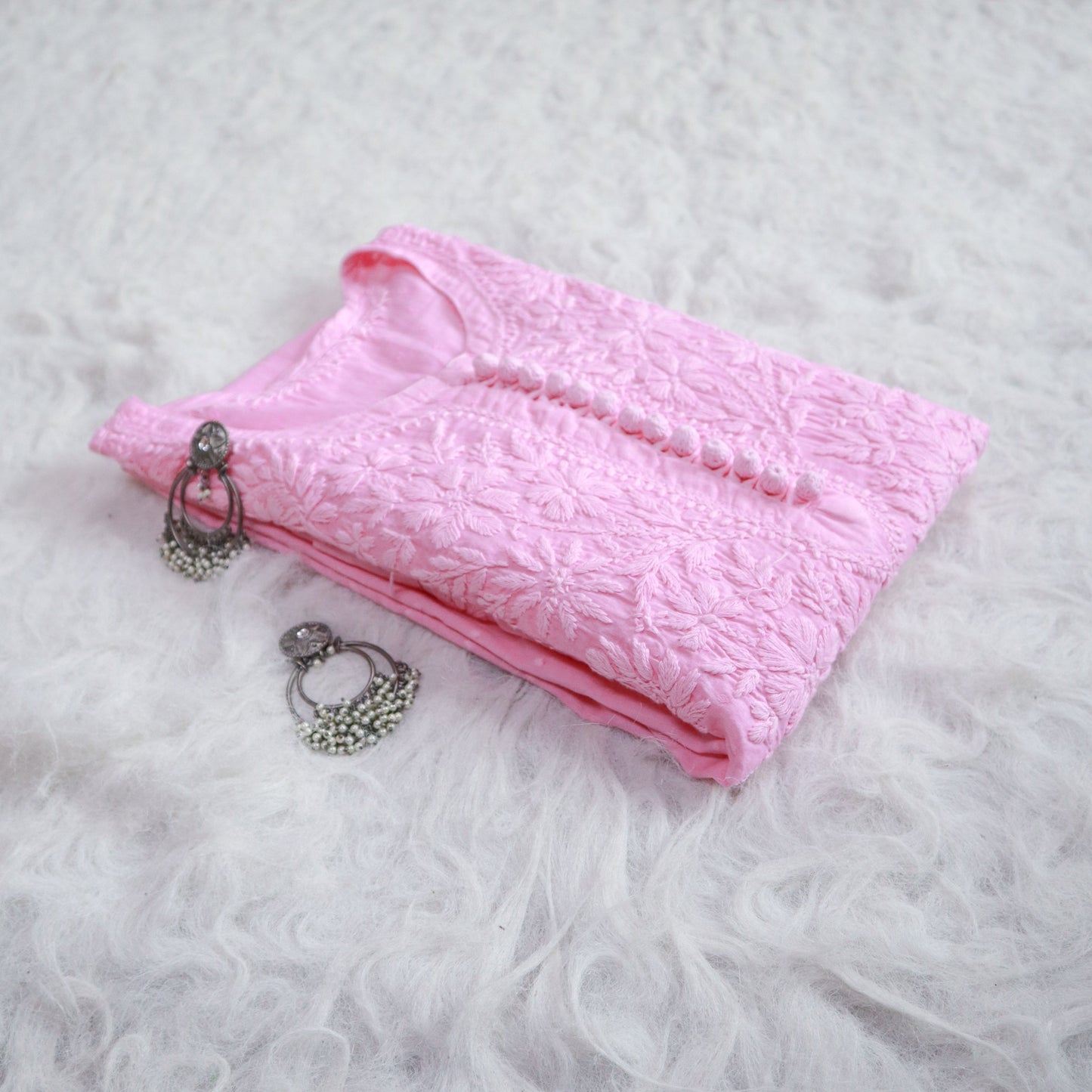 Nazakat Baby Pink Long Cotton kurta