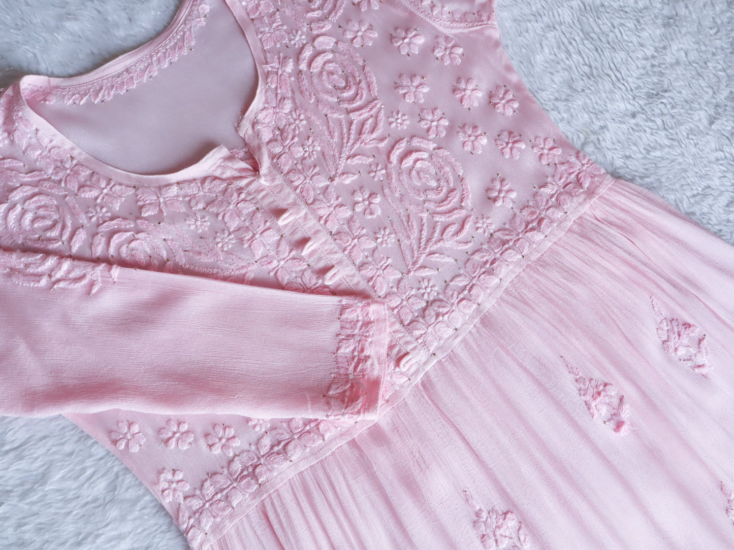 Hoor Baby Pink Pure Chiffon Dress
