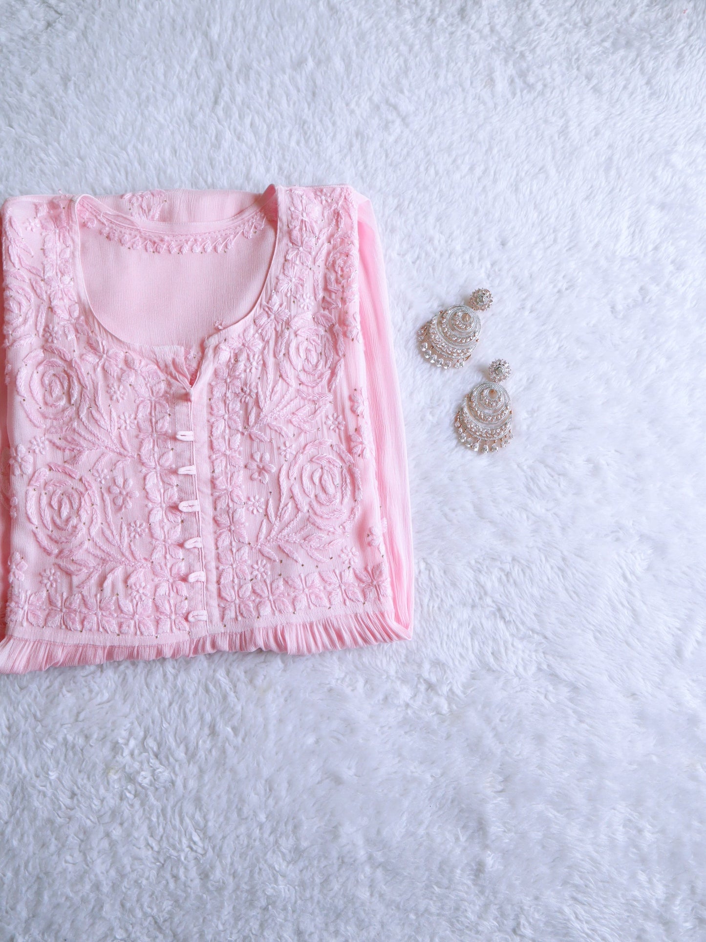 Hoor Baby Pink Pure Chiffon Dress