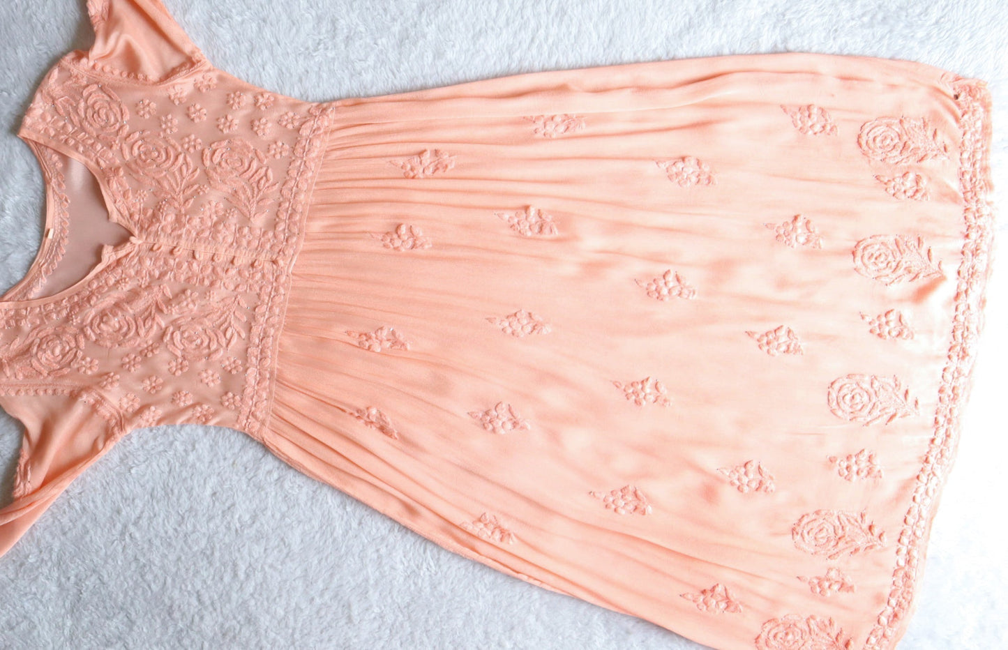 Hoor Peach Pure Chiffon Dress