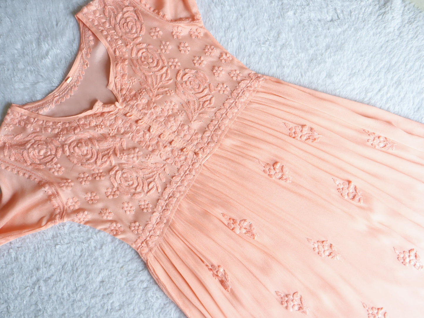 Hoor Peach Pure Chiffon Dress