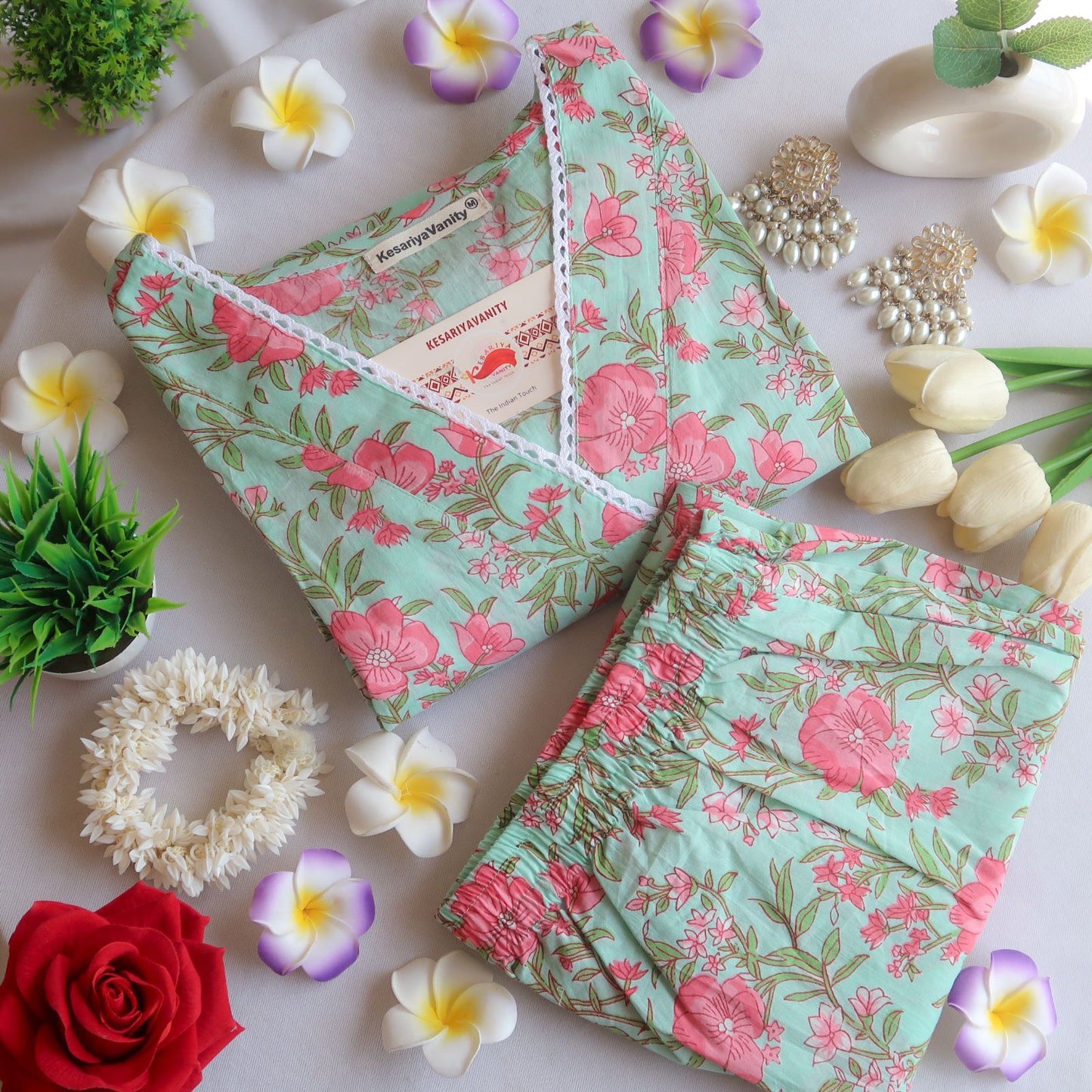 Pista Rose Lace Suit Set - Sukoon 3.0 (Slim Fit)