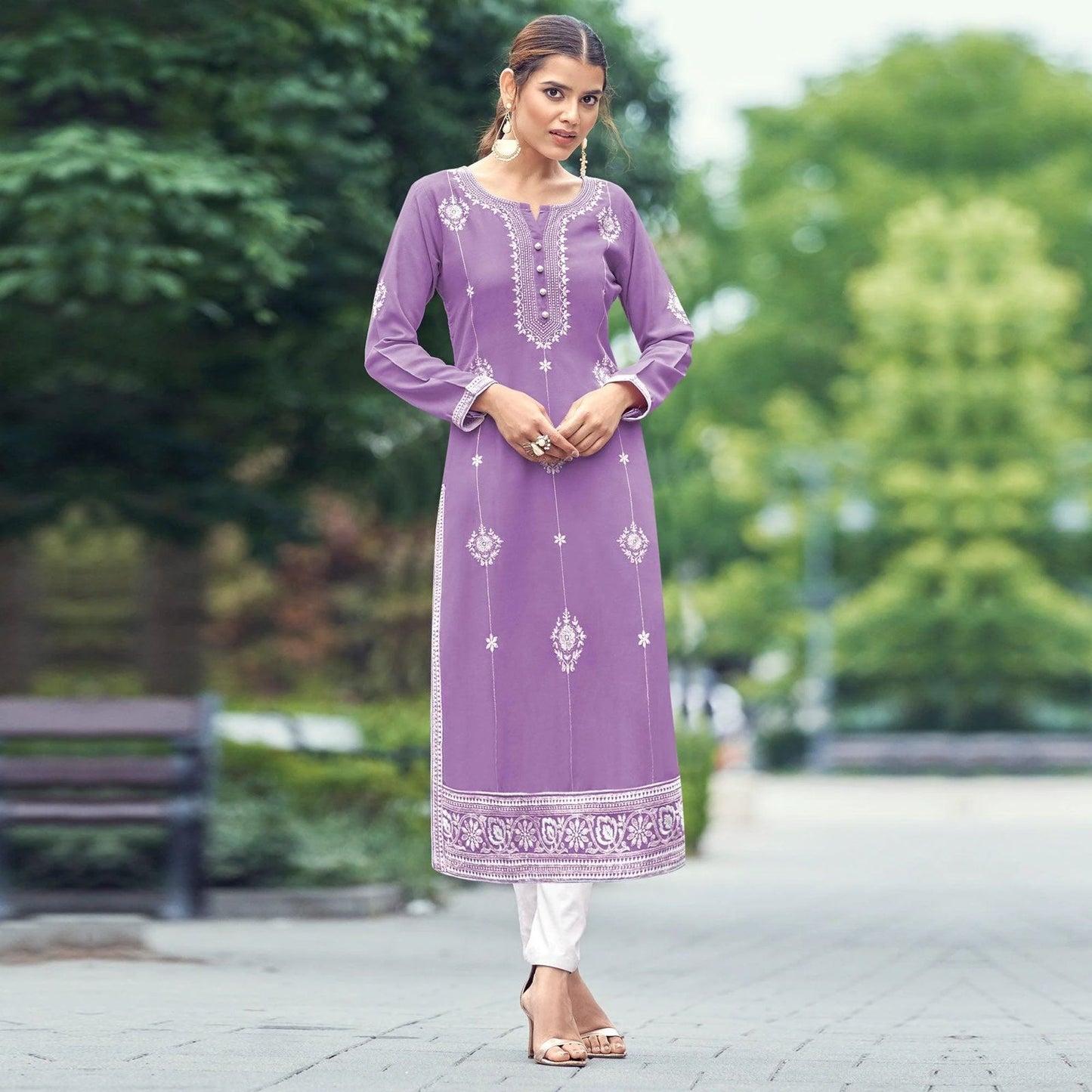 New Chikankari Exclusive Kurti_Pent Pair (Pink) 21