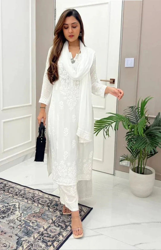 CHIKANKARI EXCLUSIVE KURTI_PENT PAIR DESIGN(WHITE)03