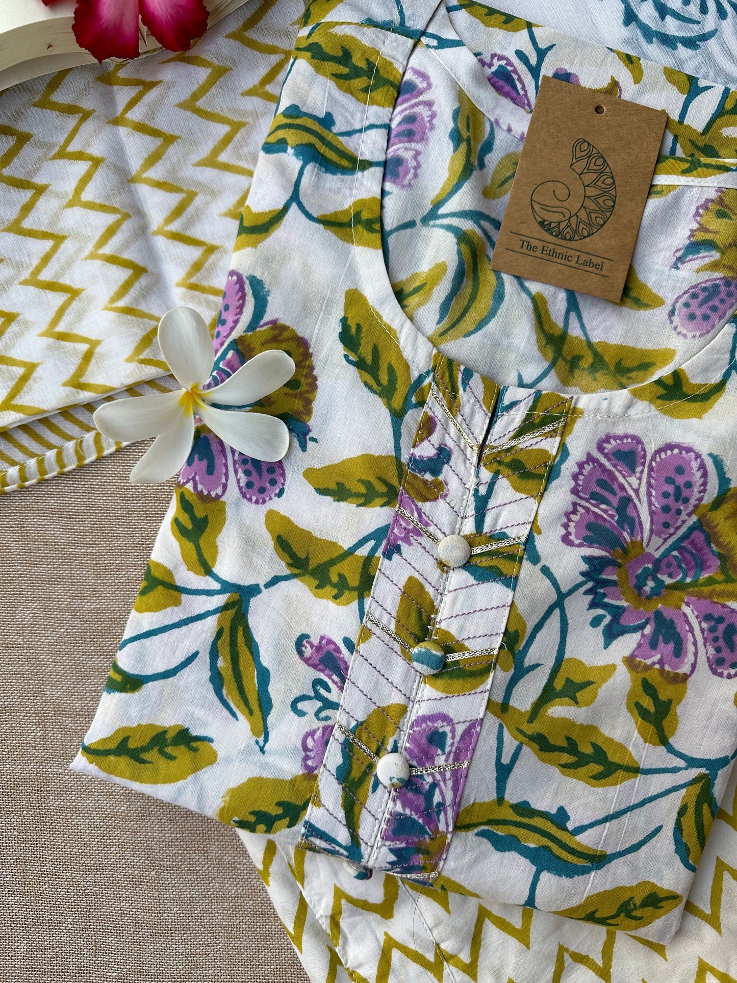 "Shabana" Hand Block Printed Kurta Set(3pc)