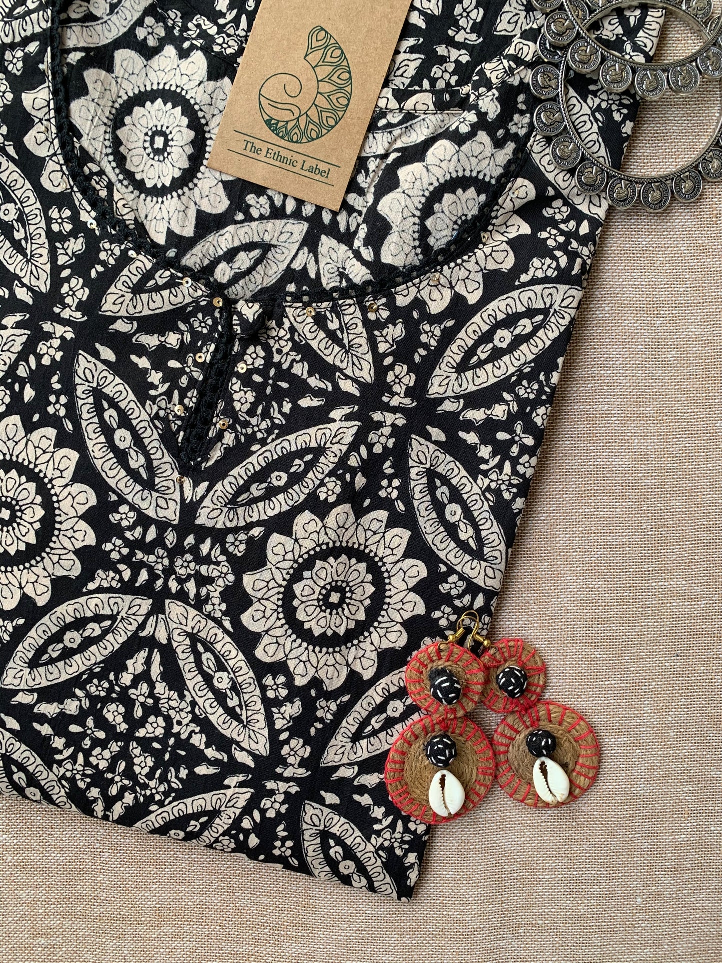 "Kajal" Ajrakh Hand Block Printed Cotton Kurta