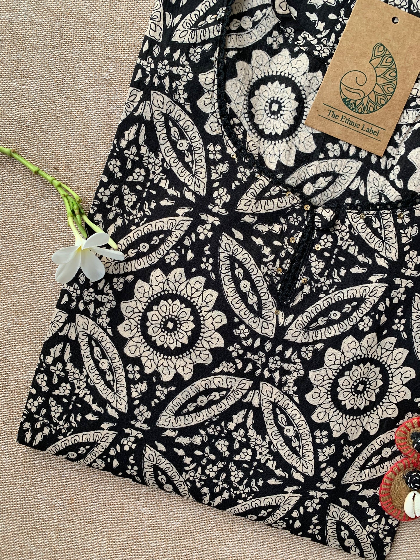 "Kajal" Ajrakh Hand Block Printed Cotton Kurta