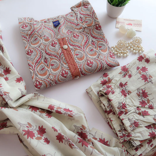 Floral Red Suit Set