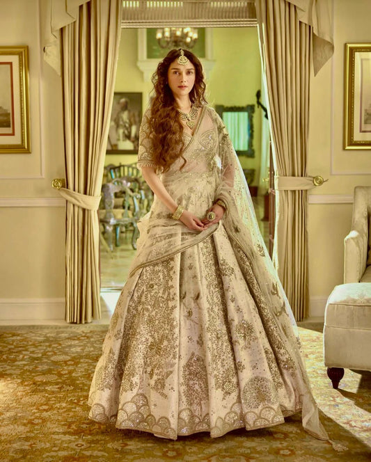 Golden Wedding Guest Lehenga Choli - Classic Indian Design