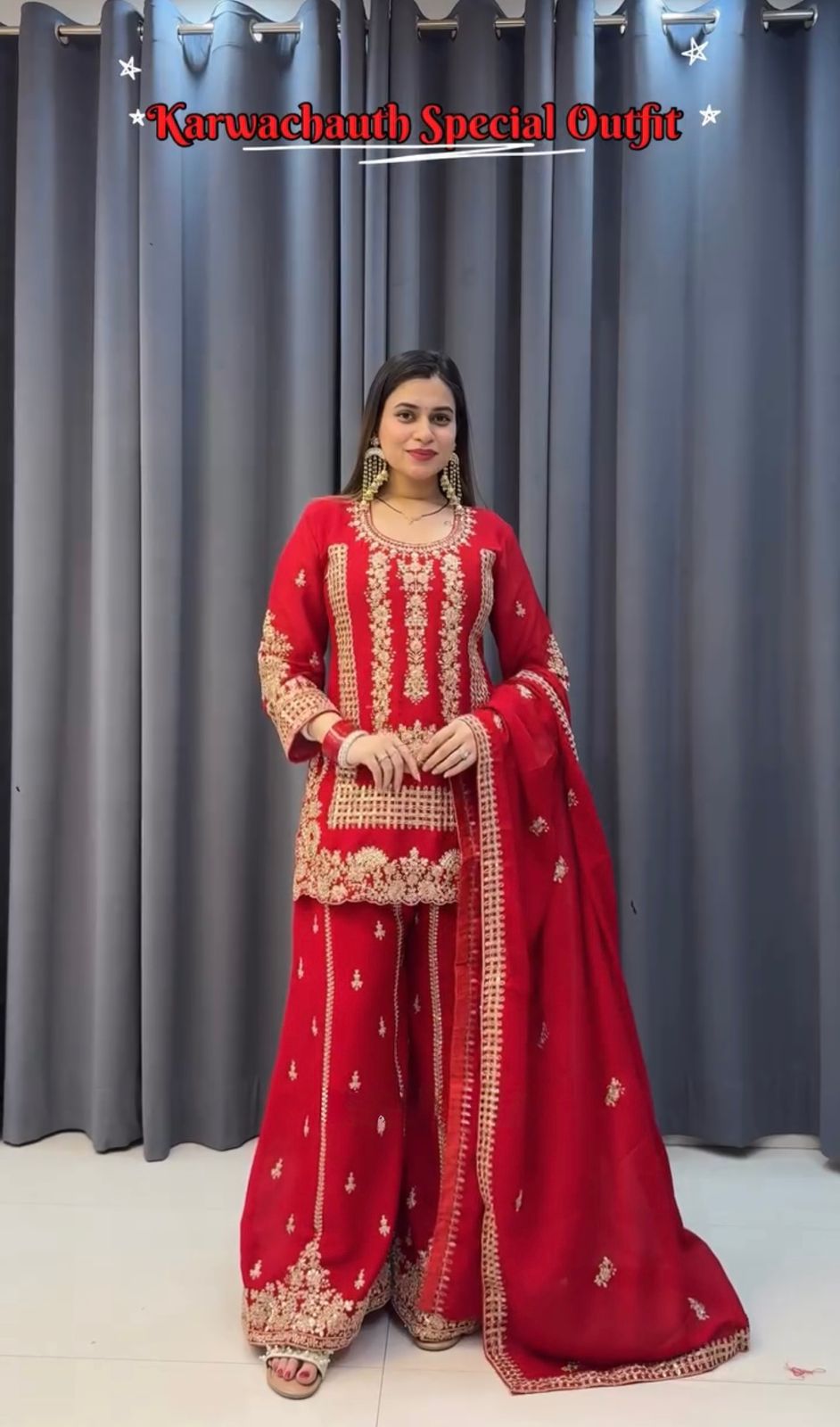 Red Karwa Chauth Designer Suit Set (Limited Stock)