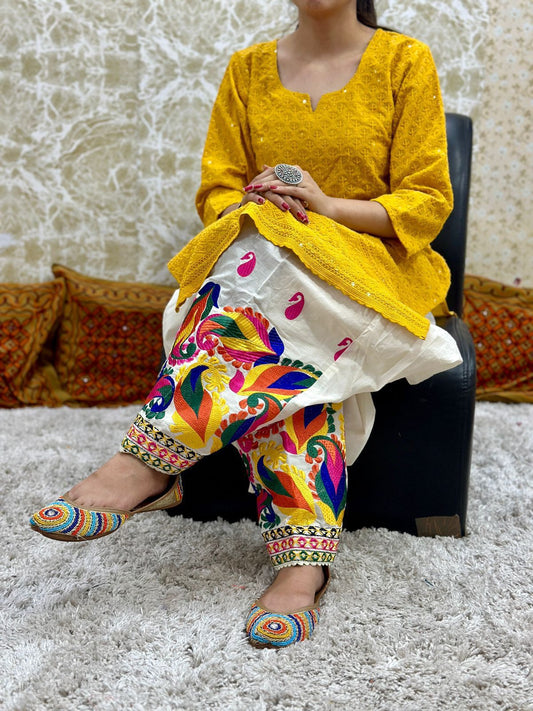 Mustard Yellow Patiala Salwar Kurti Co-ord Set Design 1 upto 4XL