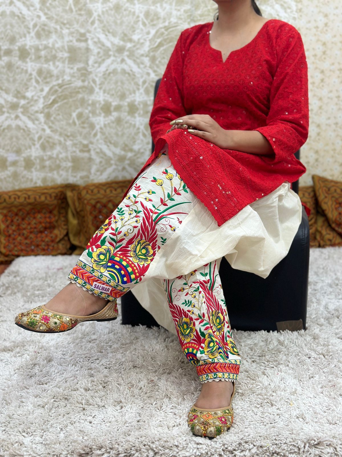 Red Patiala Salwar Kurti Co-ord Set Design 3 upto 4XL