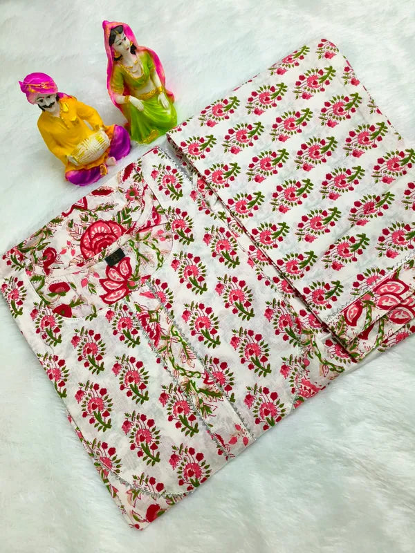 White Pure Cotton Kurta Pant- Set