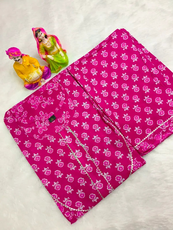 Pink Kurta Pure Cotton Pant- Set