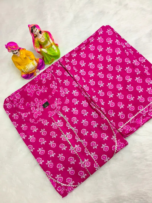 Pink Kurta Pure Cotton Pant- Set