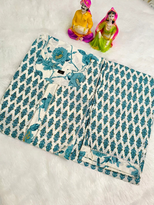 White Pure Cotton Kurta Pant- Set