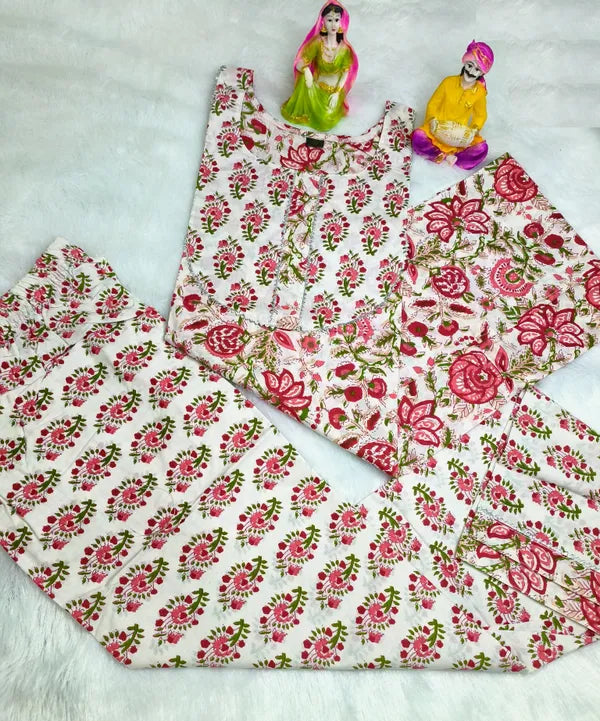 White Pure Cotton Kurta Pant- Set