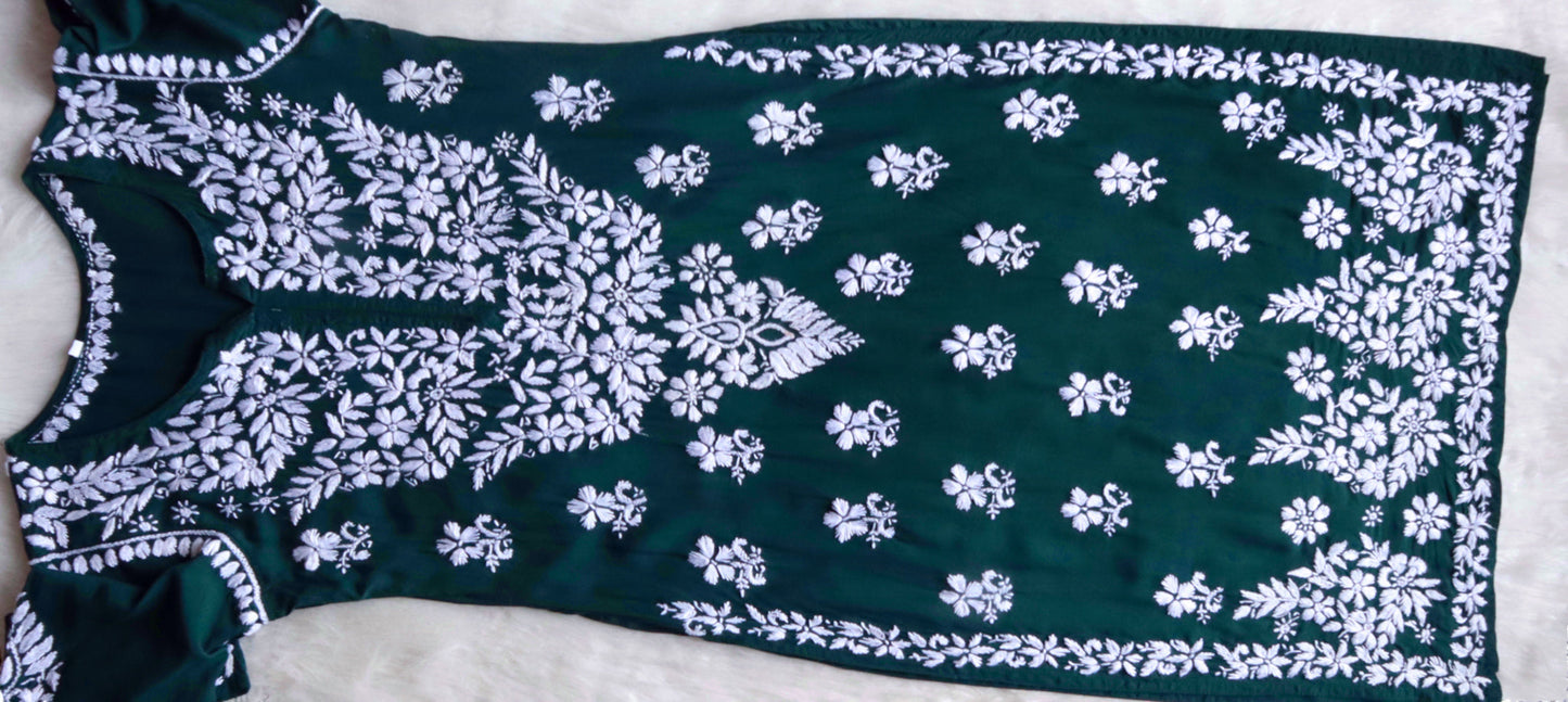 Naila Deep Green Long Modal Kurta