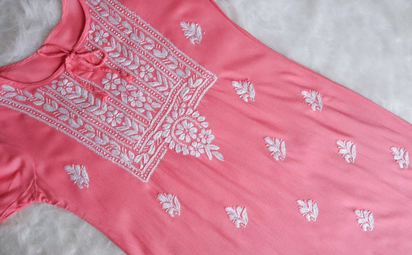 Alina Rose Pink Long Rayon Kurta