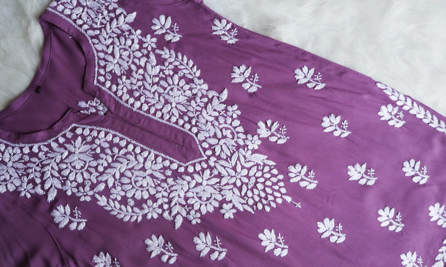 Zahrah Dusty Purple Short Rayon Kurta