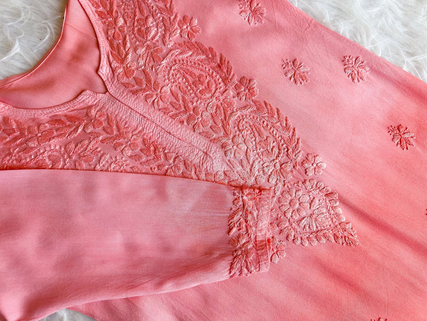 Alysha Peach Ombre Long Rayon Kurta