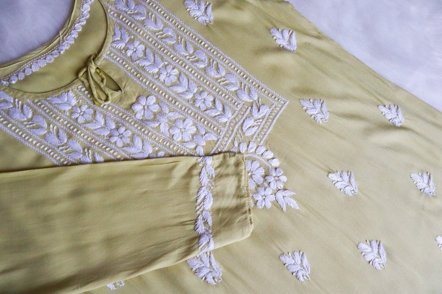 Alina Olive Green Long Rayon Kurta