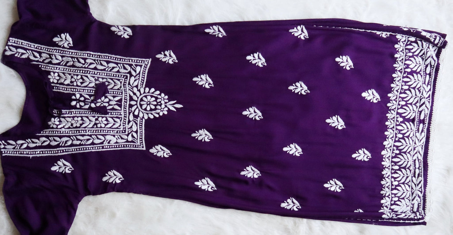 Alina Deep Purple Long Rayon Kurta