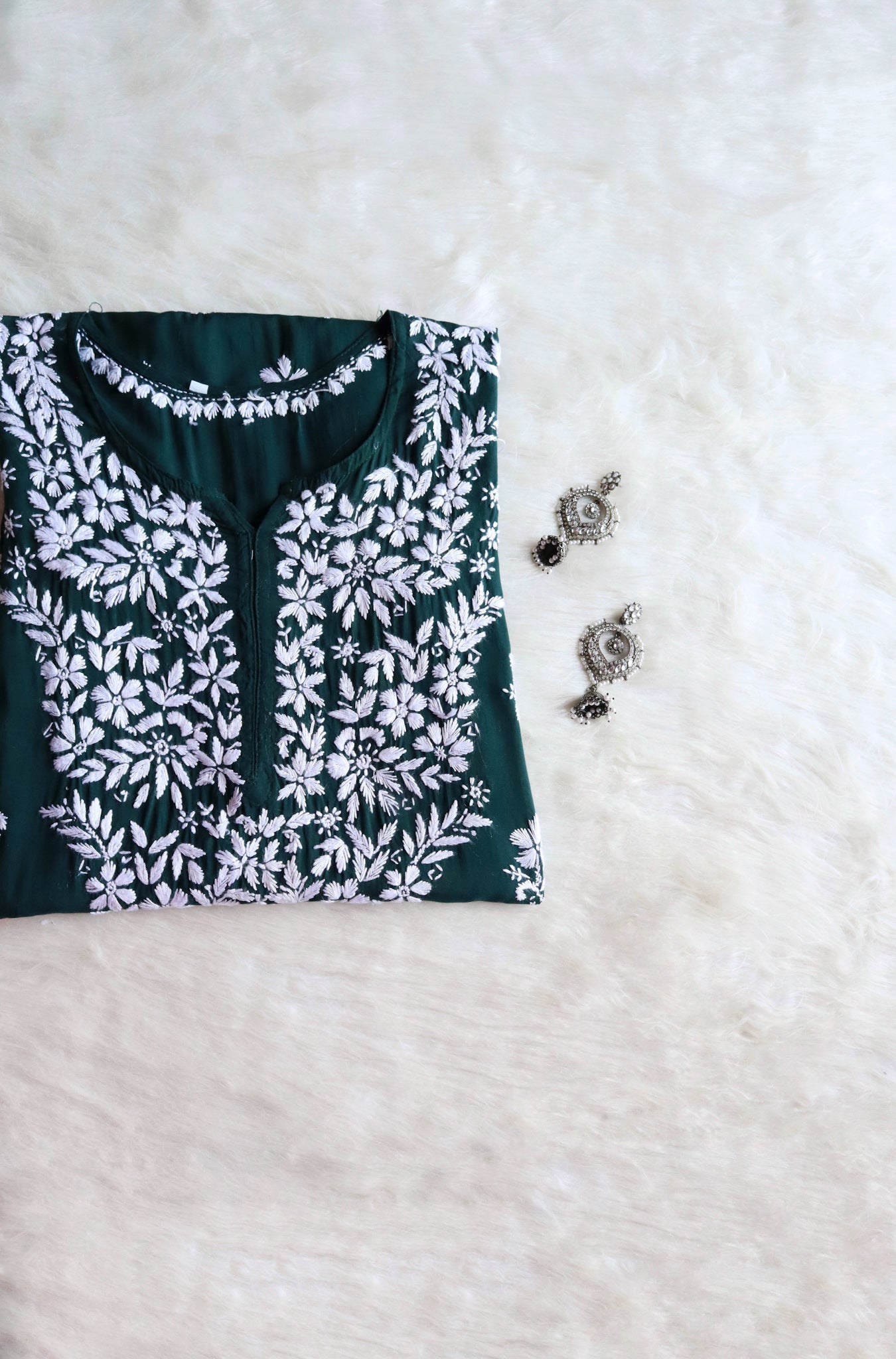 Naila Deep Green Long Modal Kurta