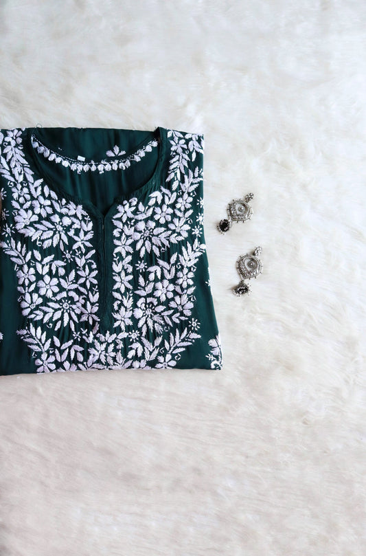 Naila Deep Green Long Modal Kurta