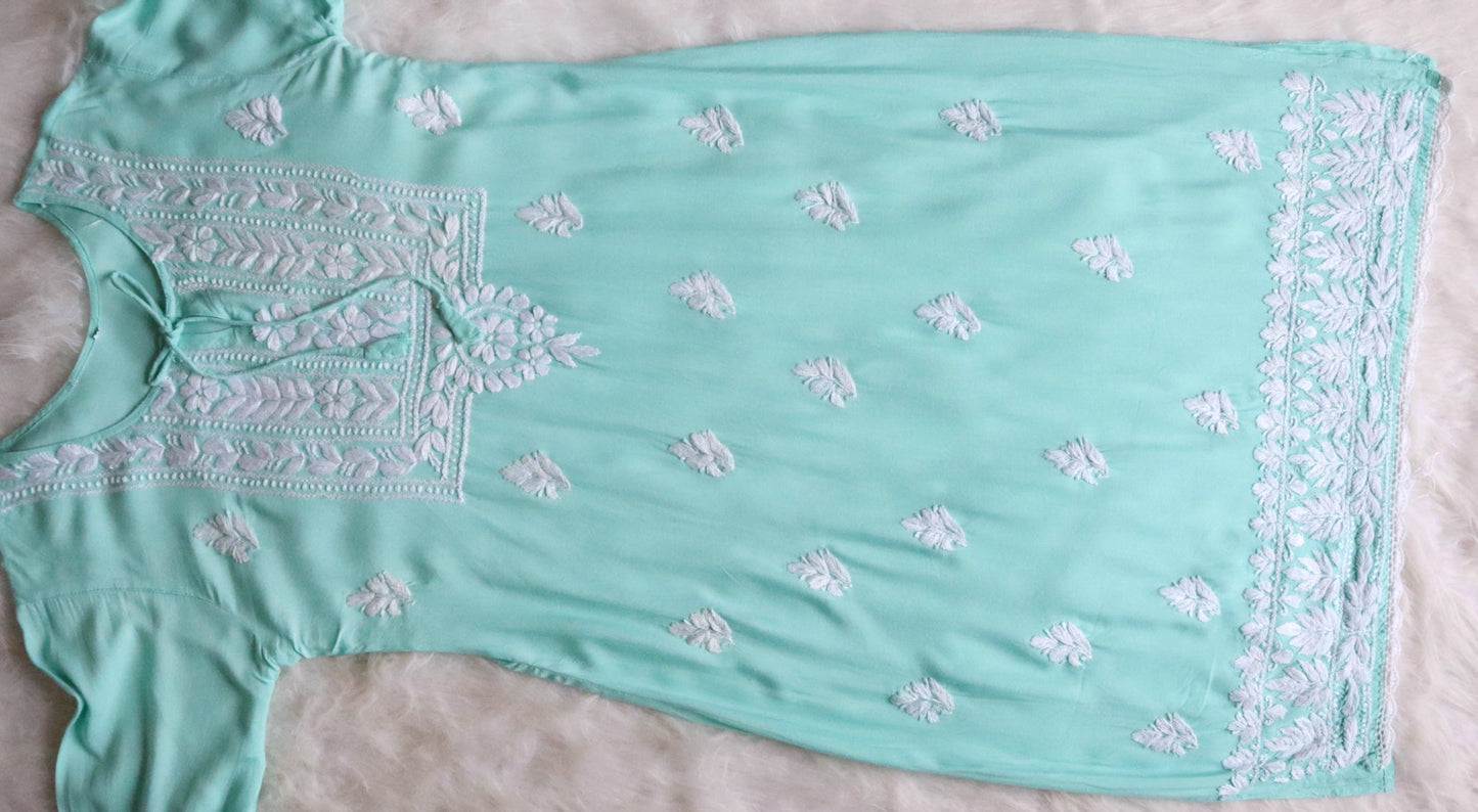 Alina Mint Green Long Rayon Kurta