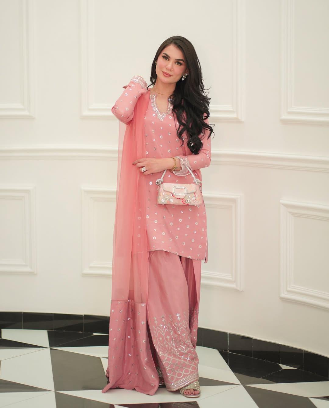 Peach Shehnai Designer Farshi Salwar Suit with Multi-Work Embroidery