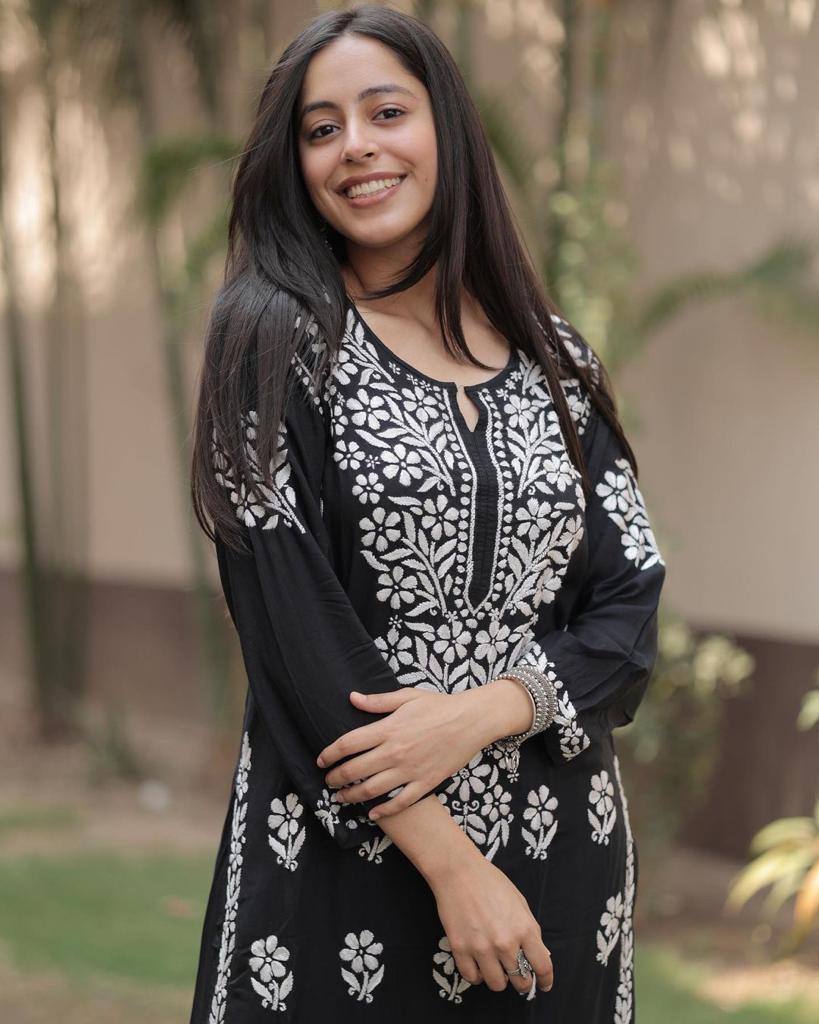 New Chikankari Exclusive Kurti_Pent Pair Design(Black) 26