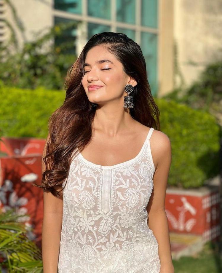 White Viscose Strappy Chikankari Handwork Short Kurti , Viscose Sharara, Chiffon Dupatta