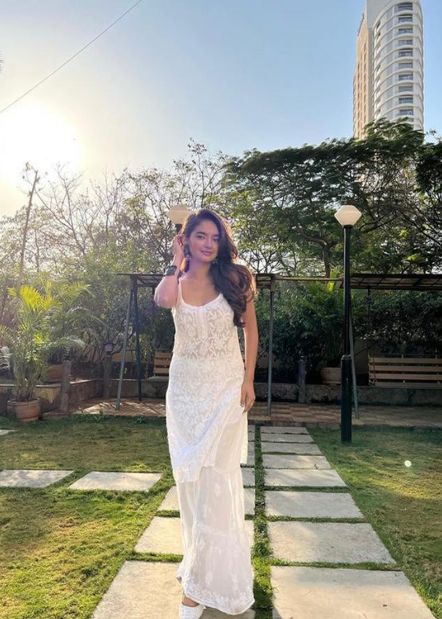 White Viscose Strappy Chikankari Handwork Short Kurti , Viscose Sharara, Chiffon Dupatta