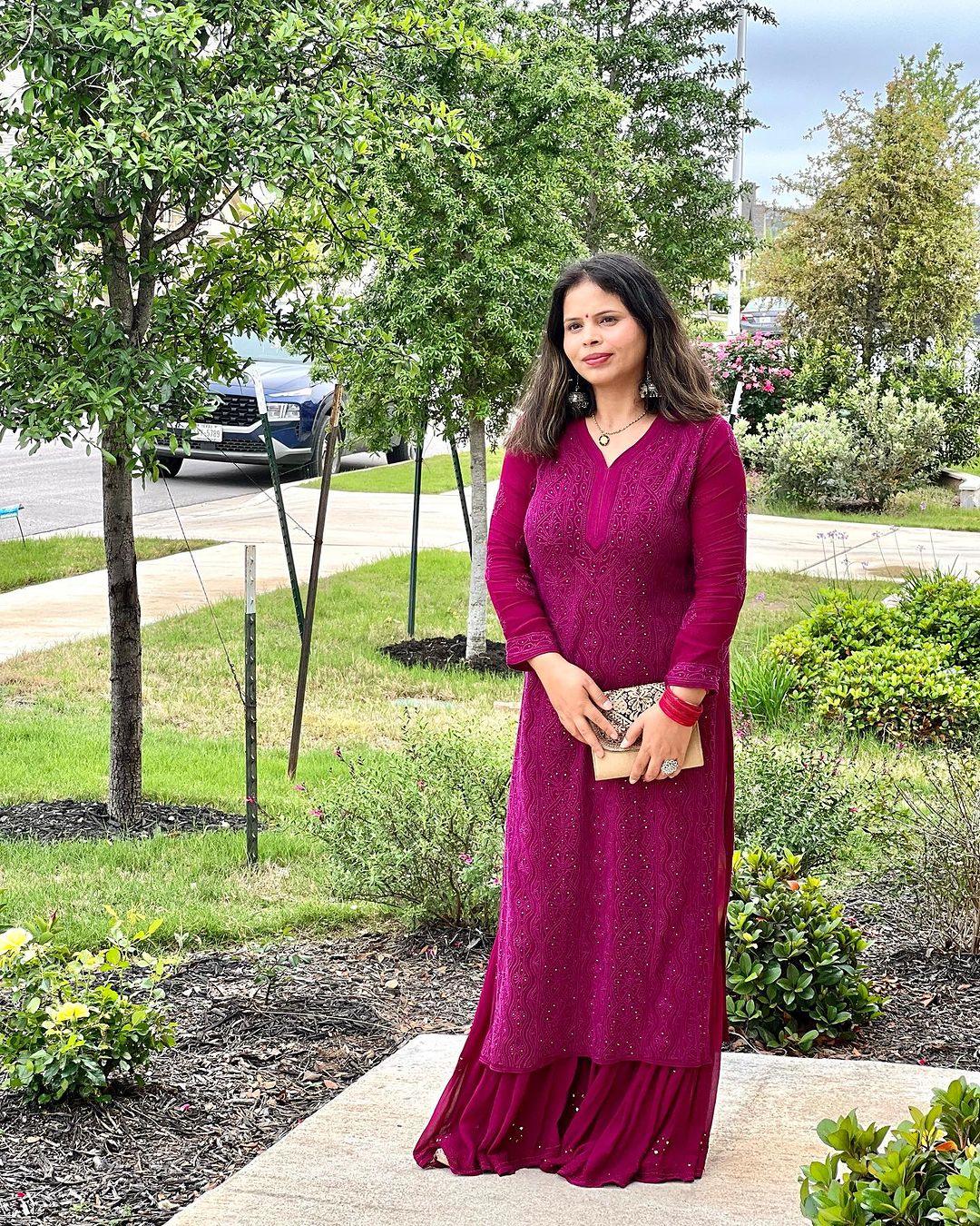 Wine Luxe Chikankari Bliss: Premium Viscose Set with Sharara