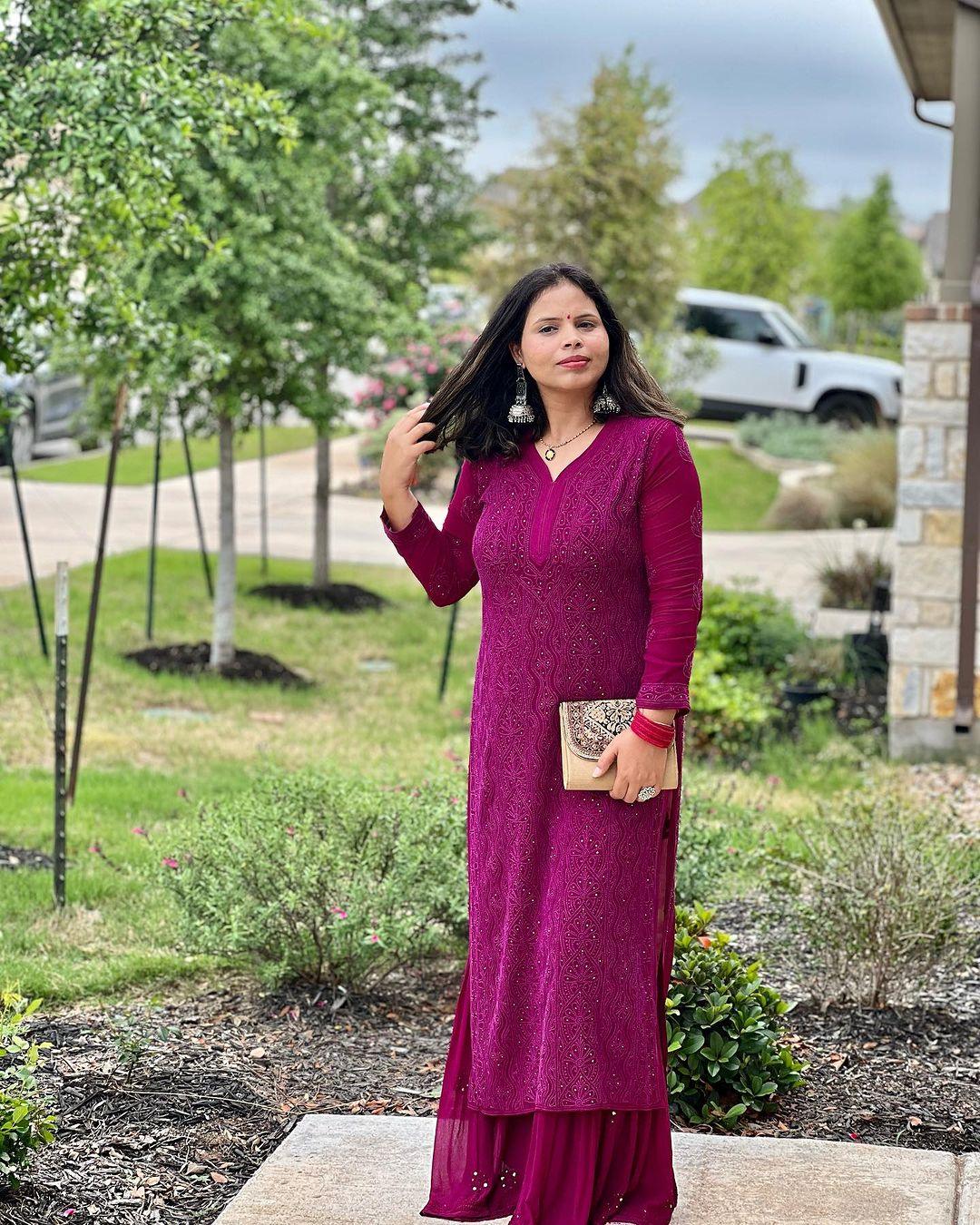 Wine Luxe Chikankari Bliss: Premium Viscose Set with Sharara